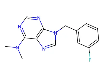 9H-Purin-6-amine, 9-((3-fluorophenyl)methyl)-N,N-dimethyl- structure
