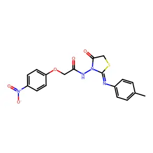 N-(2-((4-Methylphenyl)imino)-4-oxo-3-thiazolidinyl)-2-(4-nitrophenoxy)acetamide structure