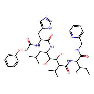 1H-Imidazole-4-propanamide, N-(2,3-dihydroxy-5-methyl-1-(2-methylpropyl)-4-(((2-methyl-1-(((2-pyridinylmethyl)amino)carbonyl)butyl)amino)carbonyl)hexyl)-alpha-((phenoxyacetyl)amino)-, (1S-(1R*(R*),2S*,3S*,4S*(1R*,2R*)))- structure