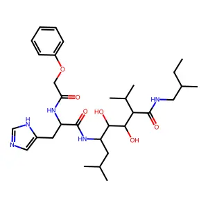 1H-Imidazole-4-propanamide, N-(2,3-dihydroxy-5-methyl-4-(((2-methylbutyl)amino)carbonyl)-1-(2-methylpropyl)hexyl)-alpha-((phenoxyacetyl)amino)-, (1S-(1R*(R*),2S*,3S*,4S*(R*)))- structure