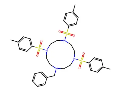 1-Benzyl-4,7,10-tris-(toluene-4-sulfonyl)-1,4,7,10-tetraaza-cyclododecane structure