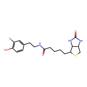 N-(4-hydroxy-3-iodophenylethyl)biotin amide structure