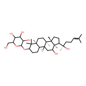 20(R)-Protopanaxdiol-3-O-beta-D-glycopyranoside structure