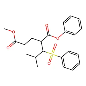 Phenyl methyl (2R)-2-((1R)-2-methyl-1-phenylsulfonylpropyl)pentanedioate structure