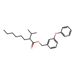 Octanoic acid, 2-(1-methylethyl)-, (3-phenoxyphenyl)methyl ester structure