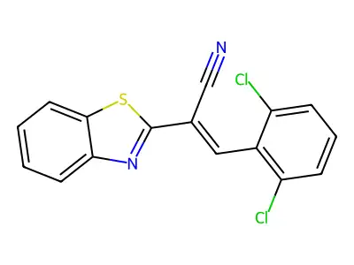 (2E)-2-(1,3-benzothiazol-2-yl)-3-(2,6-dichlorophenyl)prop-2-enenitrile structure