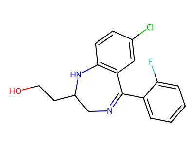 1H-1,4-Benzodiazepine-2-ethanol, 2,3-dihydro-7-chloro-5-(2-fluorophenyl)- structure