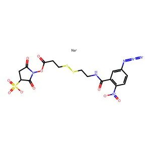Sulfosuccinimidyl-2-(3-azido-2-nitrobenzamido)ethyl-1,3'-dithiopropionate structure