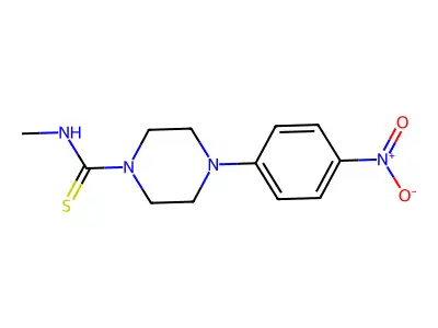 N-methyl-4-(4-nitrophenyl)piperazine-1-carbothioamide structure