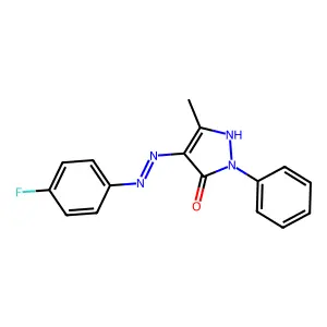 3-methyl-1-phenyl-1H-pyrazole-4,5-dione 4-[(4-fluorophenyl)hydrazone] structure
