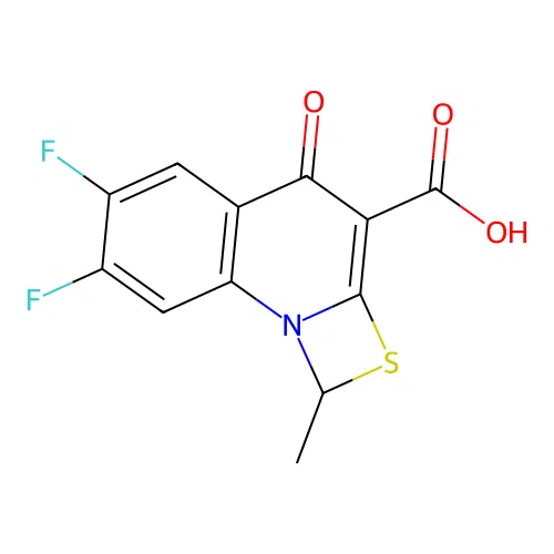6,7-difluoro-1-methyl-4-oxo-1H-[1,3]thiazeto[3,2-a]quinoline-3-carboxylic acid structure