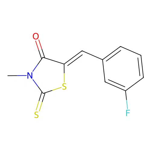 (5Z)-5-(3-fluorobenzylidene)-3-methyl-2-thioxo-1,3-thiazolidin-4-one structure