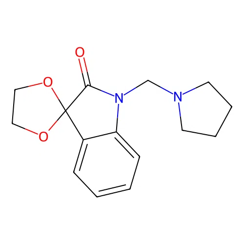 1'-(pyrrolidin-1-ylmethyl)spiro[1,3-dioxolane-2,3'-indol]-2'(1'H)-one structure