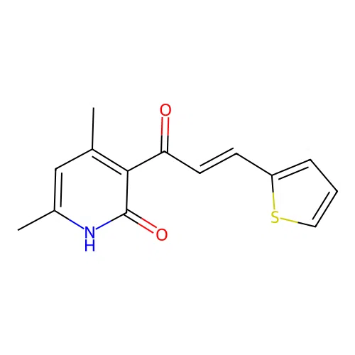 4,6-dimethyl-3-[3-(2-thienyl)acryloyl]-2(1H)-pyridinone structure