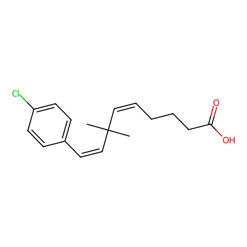 (5Z,8Z)-9-(4-chlorophenyl)-7,7-dimethylnona-5,8-dienoic acid structure