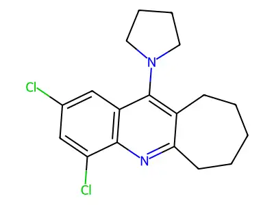 6H-Cyclohepta(b)quinoline, 7,8,9,10-tetrahydro-2,4-dichloro-11-(1-pyrrolidinyl)- structure