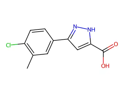 3-(4-chloro-3-methylphenyl)-1H-pyrazole-5-carboxylic acid structure