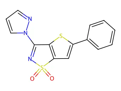 Thieno(2,3-d)isothiazole, 5-phenyl-3-(1H-pyrazol-1-yl)-, 1,1-dioxide structure