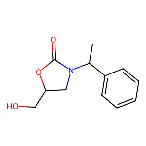 (R)-5-(Hydroxymethyl)-3-((S)-1-phenylethyl)oxazolidin-2-one structure