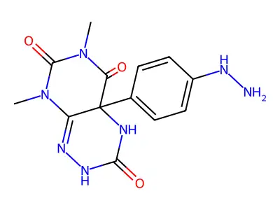 Pyrimido(5,4-e)-1,2,4-triazine-3,5,7(6H)-trione, 2,4,4a,8-tetrahydro-6,8-dimethyl-4a-(4-hydrazinophenyl)- structure