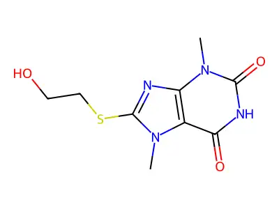 Theobromine, 8-((2-hydroxyethyl)thio)- structure