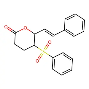 (5R,6R)-5-(benzenesulfonyl)-6-(2-phenylethenyl)oxan-2-one structure