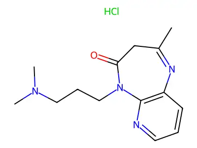 4H-Pyrido(2,3-b)(1,4)diazepin-4-one, 3,5-dihydro-5-(3-(dimethylamino)propyl)-2-methyl-, monohydrochloride structure