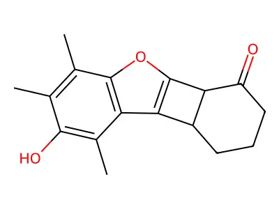 Benzo(3,4)cyclobuta(1,2-b)benzofuran-4(1H)-one, 2,3,4a,9c-tetrahydro-8-hydroxy-6,7,9-trimethyl- structure