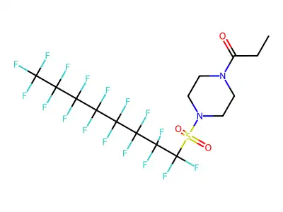 1-[4-(1,1,2,2,3,3,4,4,5,5,6,6,7,7,8,8,8-Heptadecafluorooctane-1-sulfonyl)piperazin-1-yl]propan-1-one structure