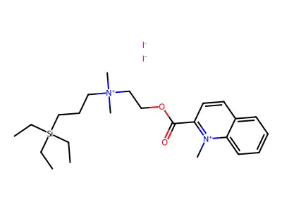 Quinolinium, 2-((2-(dimethyl(3-(triethylsilyl)propyl)ammonio)ethoxy)carbonyl)-1-methyl-, diiodide structure
