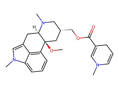 10-Methoxy-1,6-dimethyl-8-beta-(1-methyl-1,4-dihydro-3-pyridylcarbonyloxymethyl)ergoline structure