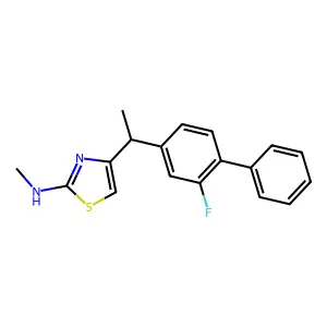 4-(1-(2-Fluoro-4-biphenyl)ethyl)-2-methylaminothiazole structure