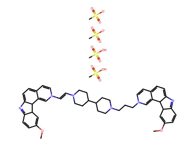7H-Pyrido(4,3-c)carbazolium, 10-methoxy-2-(3-(1'-(2-(10-methoxy-7H-pyrido(4,3-c)carbazolium-2-yl)ethyl)(4,4'-bipiperidin)-1-yl)propyl)-, dimethanesulfonate, dimethanesulfonate structure