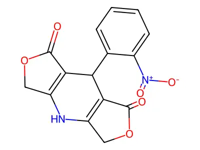 1H,3H-Difuro(3,4-b:3',4'-e)pyridine-1,7(4H)-dione, 5,8-dihydro-8-(2-nitrophenyl)- structure
