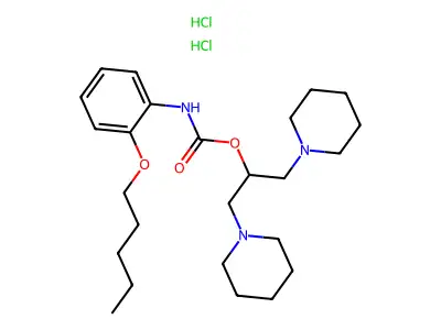 Carbamic acid, (2-(pentyloxy)phenyl)-, 2-(1-piperidinyl)-1-(1-piperidinylmethyl)ethyl ester, dihydrochloride structure