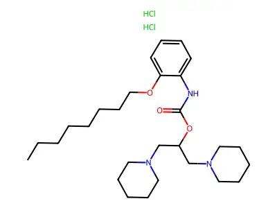 2-(1-Piperidinyl)-1-(1-piperidinylmethyl)ethyl (2-(octyloxy)phenyl)carbamate dihydrochloride structure
