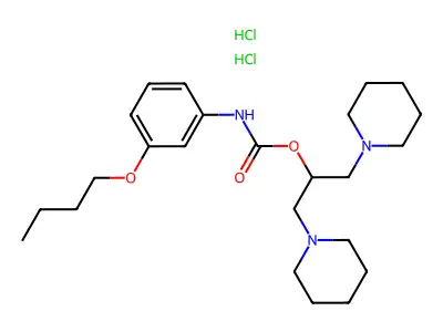 Carbamic acid, (3-butoxyphenyl)-, 2-(1-piperidinyl)-1-(1-piperidinylmethyl)ethyl ester, dihydrochloride structure