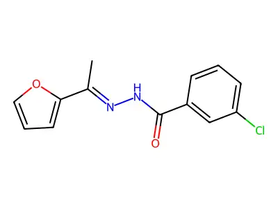 3-chloro-N-[(E)-1-(furan-2-yl)ethylideneamino]benzamide structure