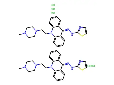 10-(2-(4-Methyl-1-piperazinyl)ethyl)-9-acridanone (2-thiazolyl)hydrazone hydrochloride (2:5) structure