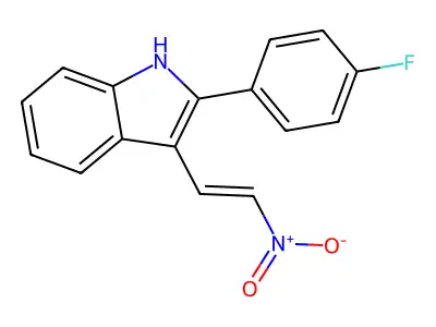 2-(4-fluorophenyl)-3-(2-nitroethenyl)-1H-indole structure