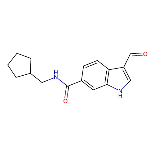 1H-Indole-6-carboxamide, N-(cyclopentylmethyl)-3-formyl- structure