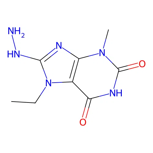 7-Ethyl-8-hydrazino-3-methyl-1,3,7-trihydropurine-2,6-dione structure