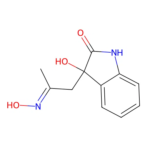 3-Hydroxy-3-(2-(hydroxyimino)propyl)indolin-2-one structure