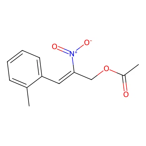 2-Propen-1-ol, 3-(2-methylphenyl)-2-nitro-, acetate (ester) structure