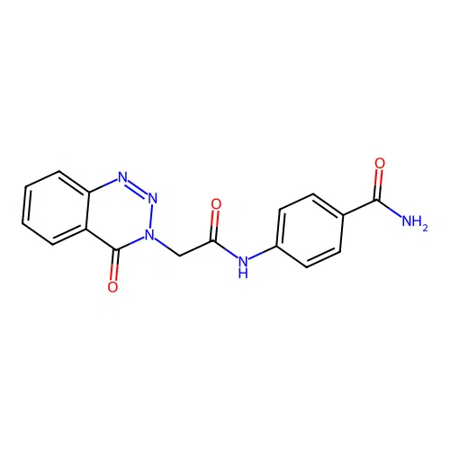 4-{[(4-oxo-1,2,3-benzotriazin-3(4H)-yl)acetyl]amino}benzamide structure