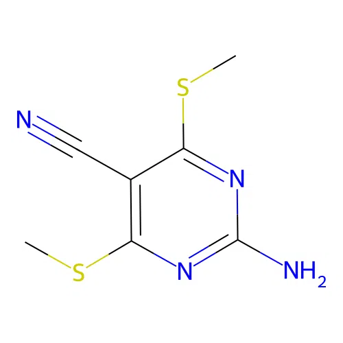 5-Pyrimidinecarbonitrile, 2-amino-4,6-bis(methylthio)- structure