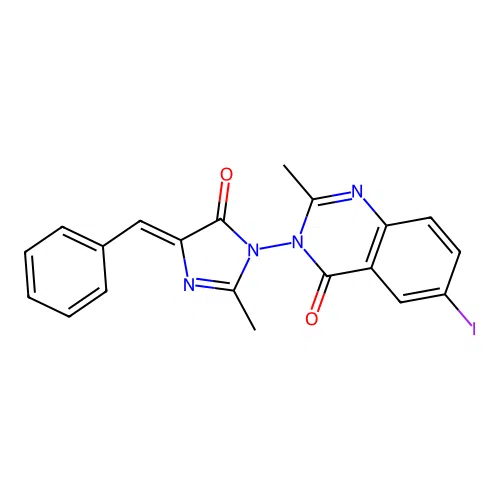 4(3H)-Quinazolinone, 3-(4,5-dihydro-2-methyl-5-oxo-4-(phenylmethylene)-1H-imidazol-1-yl)-6-iodo-2-methyl- structure