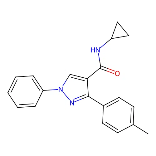 N-cyclopropyl-3-(4-methylphenyl)-1-phenyl-1H-pyrazole-4-carboxamide structure