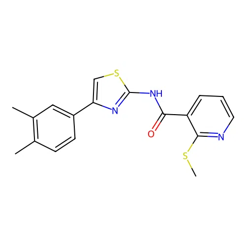 N-[4-(3,4-dimethylphenyl)-1,3-thiazol-2-yl]-2-methylsulfanylpyridine-3-carboxamide structure