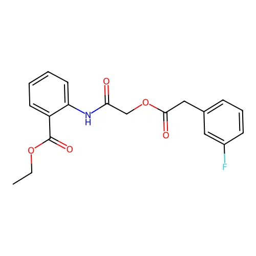 Ethyl 2-[[2-[2-(3-fluorophenyl)acetyl]oxyacetyl]amino]benzoate structure